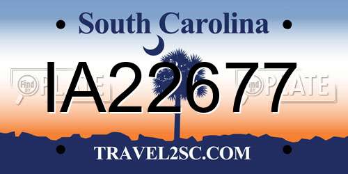 IA22677 South Carolina License Plate