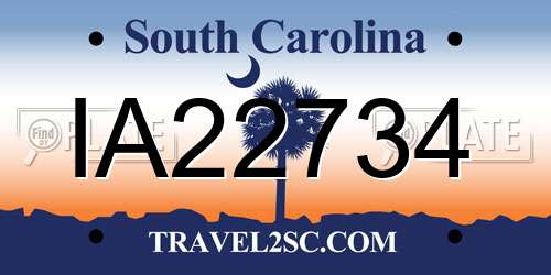 IA22734 South Carolina License Plate