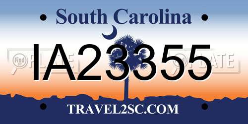 IA23355 South Carolina License Plate