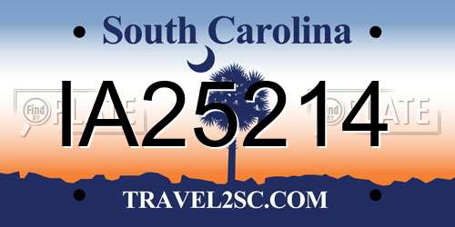 IA25214 South Carolina License Plate
