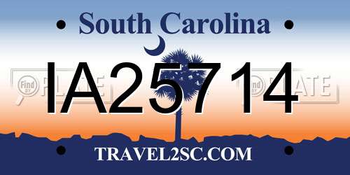 IA25714 South Carolina License Plate