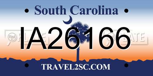 IA26166 South Carolina License Plate