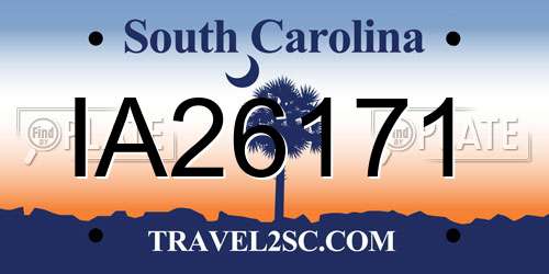 IA26171 South Carolina License Plate