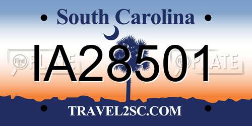 IA28501 South Carolina License Plate