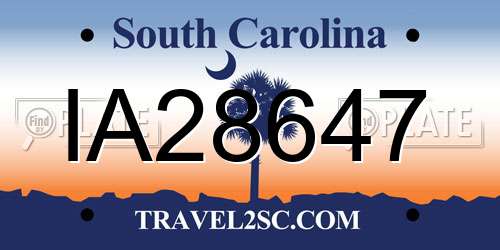 IA28647 South Carolina License Plate