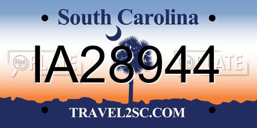 IA28944 South Carolina License Plate