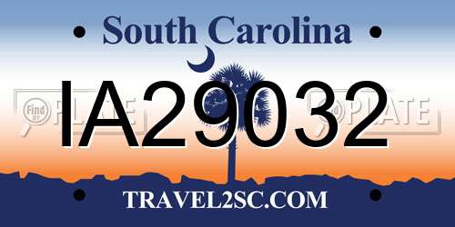 IA29032 South Carolina License Plate