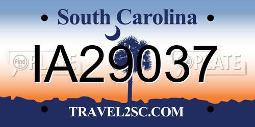 IA29037 South Carolina License Plate