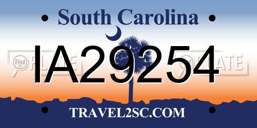 IA29254 South Carolina License Plate