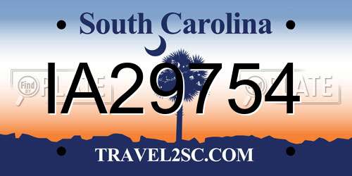 IA29754 South Carolina License Plate