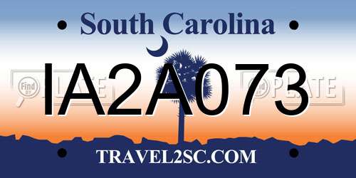 IA2A073 South Carolina License Plate