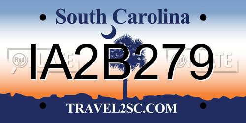 IA2B279 South Carolina License Plate