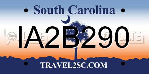 IA2B290 South Carolina License Plate