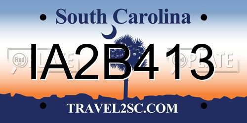 IA2B413 South Carolina License Plate