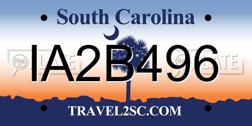 IA2B496 South Carolina License Plate