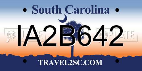 IA2B642 South Carolina License Plate