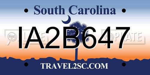 IA2B647 South Carolina License Plate