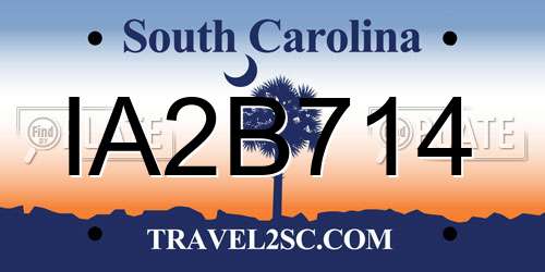 IA2B714 South Carolina License Plate