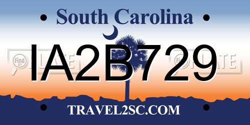 IA2B729 South Carolina License Plate