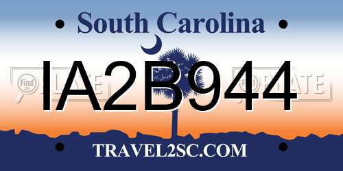 IA2B944 South Carolina License Plate