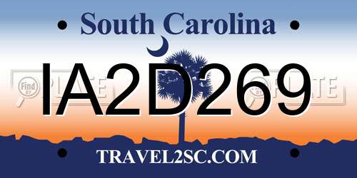 IA2D269 South Carolina License Plate