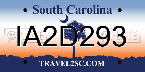 IA2D293 South Carolina License Plate