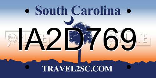 IA2D769 South Carolina License Plate