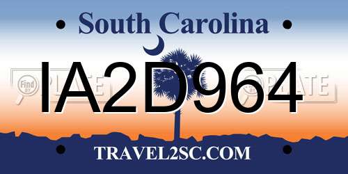 IA2D964 South Carolina License Plate