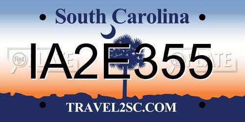 IA2E355 South Carolina License Plate