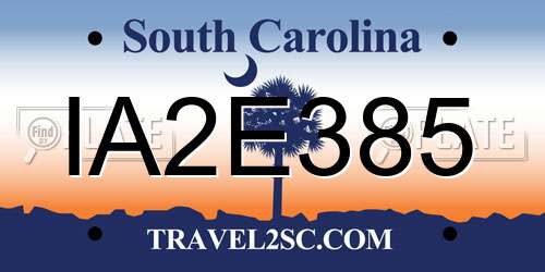 IA2E385 South Carolina License Plate