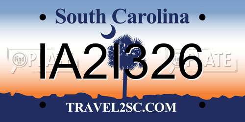 IA2I326 South Carolina License Plate