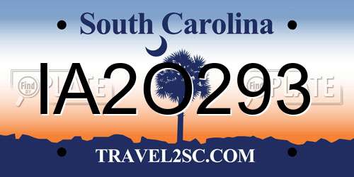 IA2O293 South Carolina License Plate