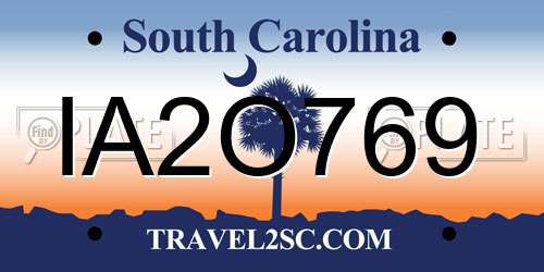 IA2O769 South Carolina License Plate