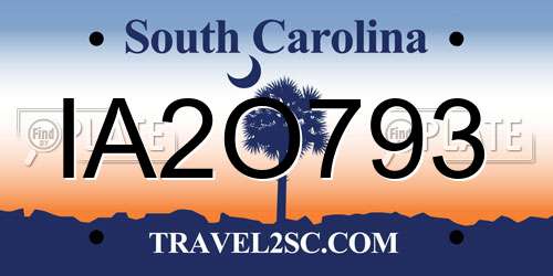 IA2O793 South Carolina License Plate