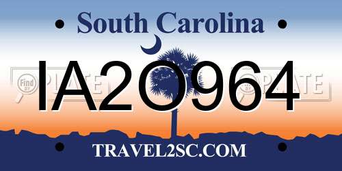 IA2O964 South Carolina License Plate