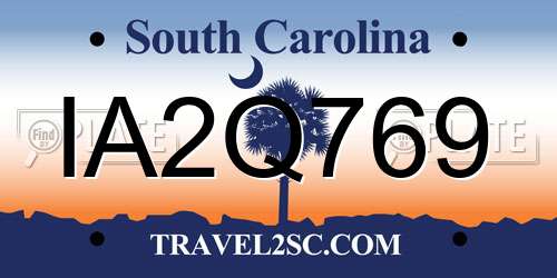 IA2Q769 South Carolina License Plate
