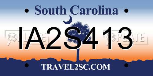 IA2S413 South Carolina License Plate