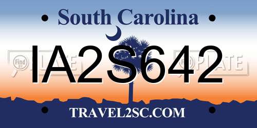 IA2S642 South Carolina License Plate