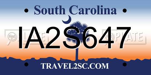 IA2S647 South Carolina License Plate