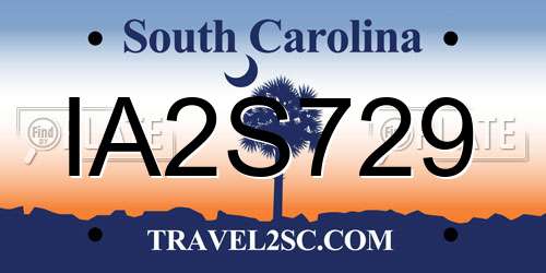 IA2S729 South Carolina License Plate