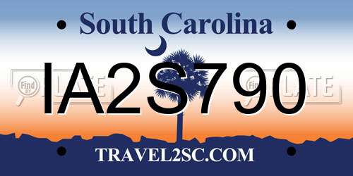 IA2S790 South Carolina License Plate
