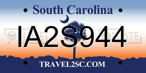 IA2S944 South Carolina License Plate