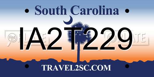 IA2T229 South Carolina License Plate
