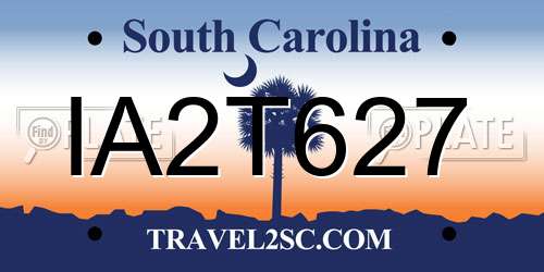 IA2T627 South Carolina License Plate