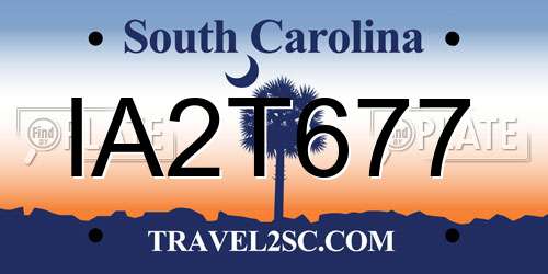 IA2T677 South Carolina License Plate