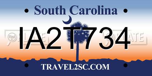 IA2T734 South Carolina License Plate