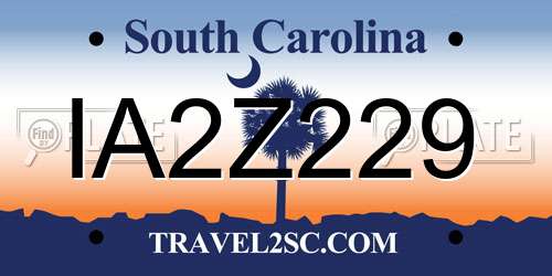 IA2Z229 South Carolina License Plate