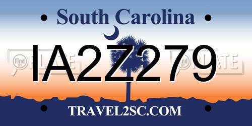 IA2Z279 South Carolina License Plate
