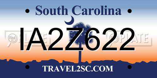 IA2Z622 South Carolina License Plate