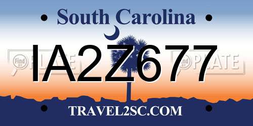 IA2Z677 South Carolina License Plate
